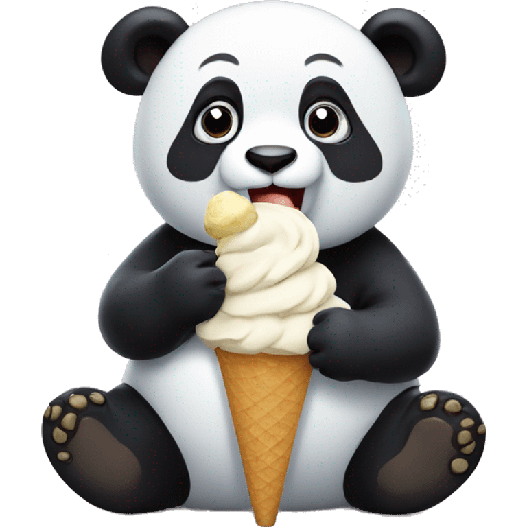 Panda eating ice cream emoji