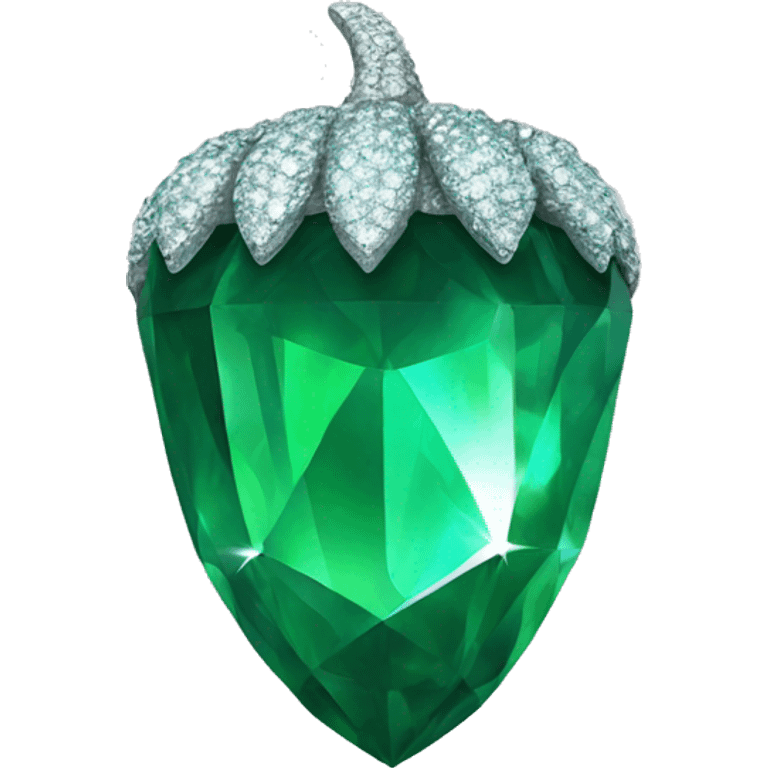 sparkling emerald Acorn like diamond emoji