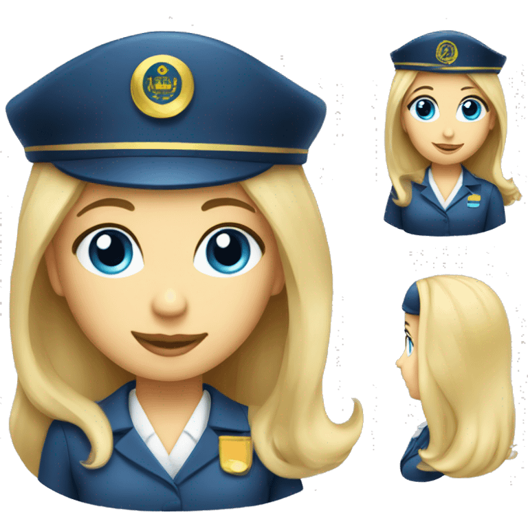 long blonde hair blue eyed girl flight attendant emoji