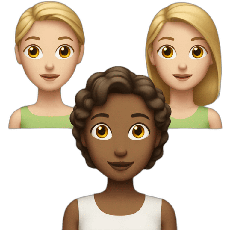 white woman with two brown daughters emoji