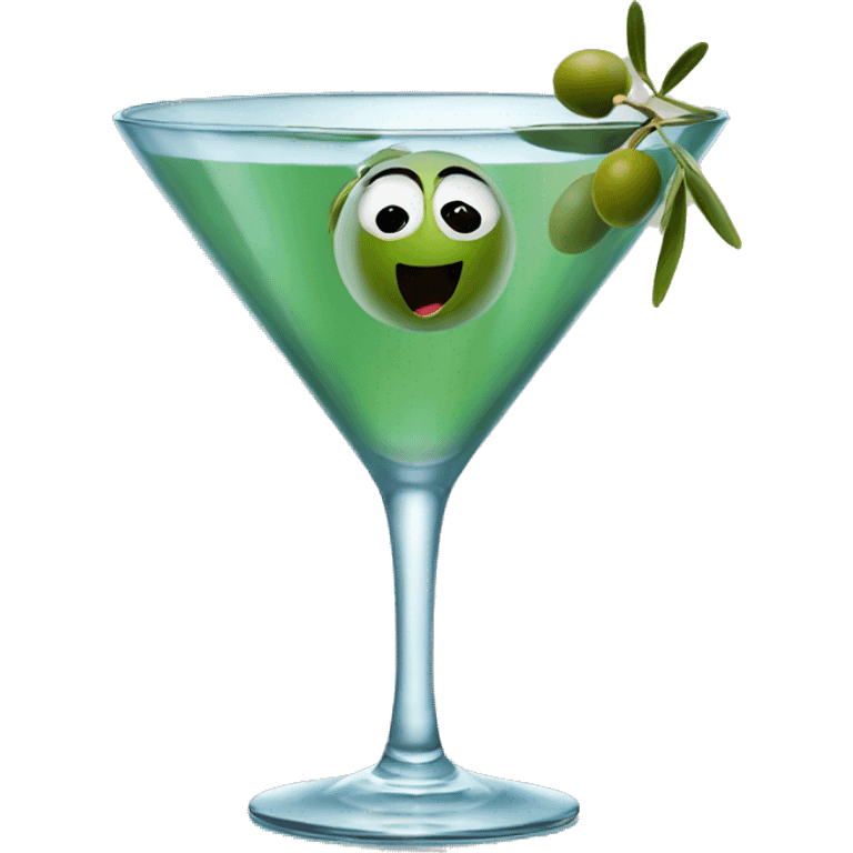 Olive swimming in martini glass  emoji