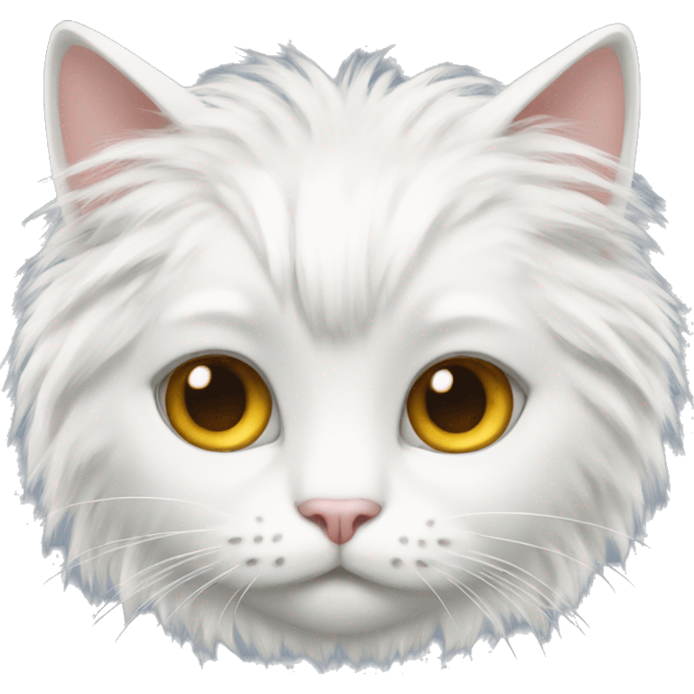 White cat with long fluff emoji