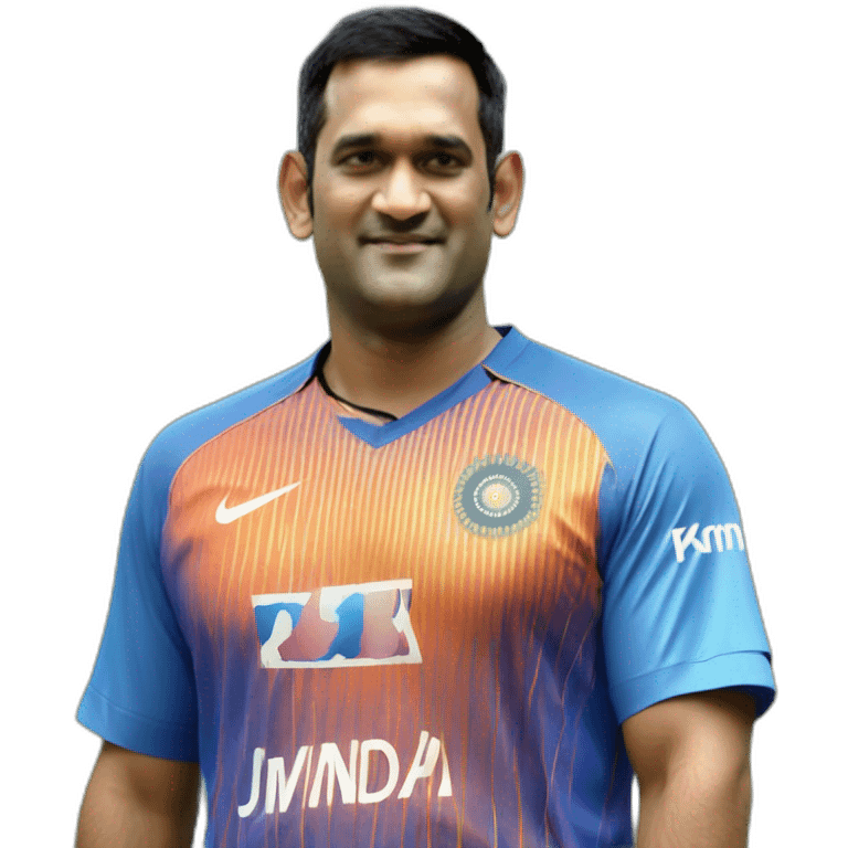 Ms dhoni right side look, smart handsome , in india jersey, only half photo emoji