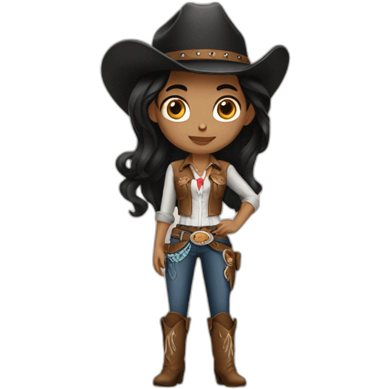 cowgirl straight black hair emoji