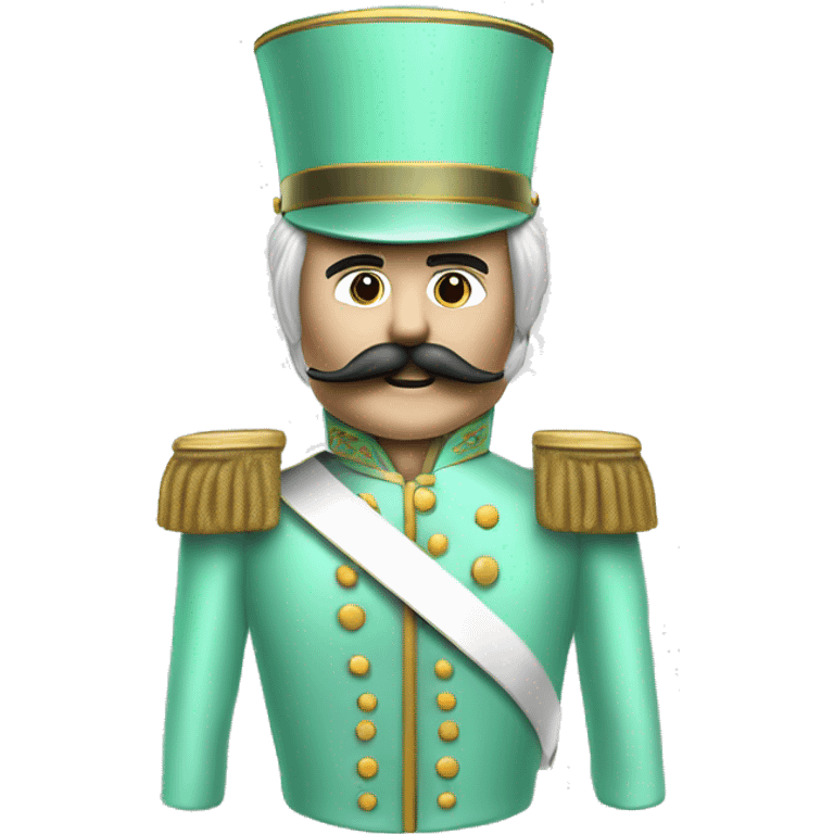 Realistic full length Hipanic pastel mint green nutcracker soldier. With mo mustache and longer hair  emoji