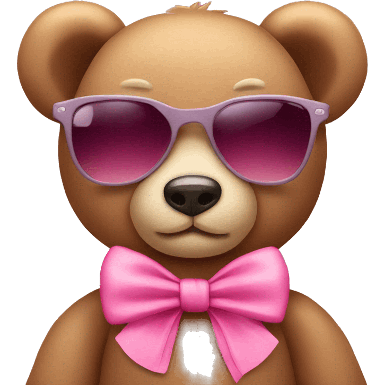 Teddy bear with pink bow and cute sunglasses emoji