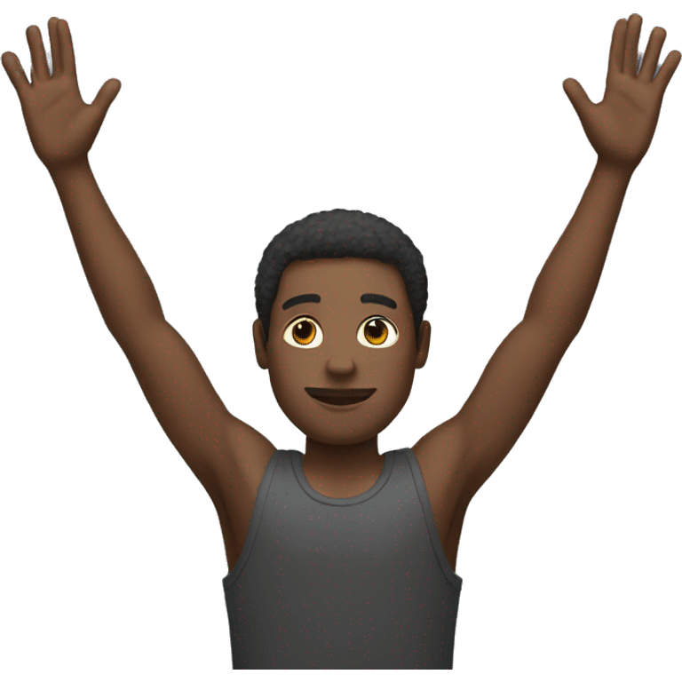 black man arms raised high emoji