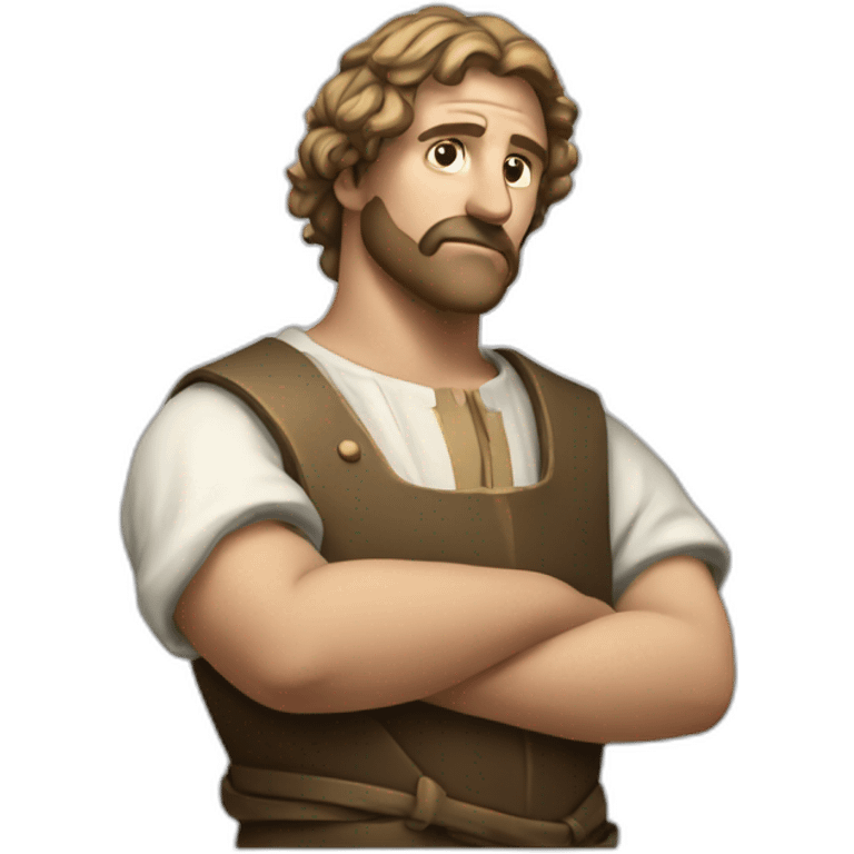 medieval innovator, thinking, concentrated, torso emoji