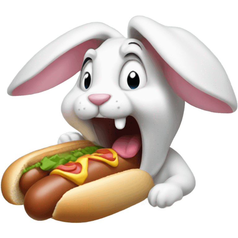 Rabbit, swallowing hot dog emoji