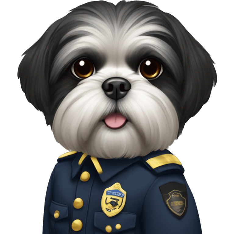 Black shih tzu in security uniform emoji