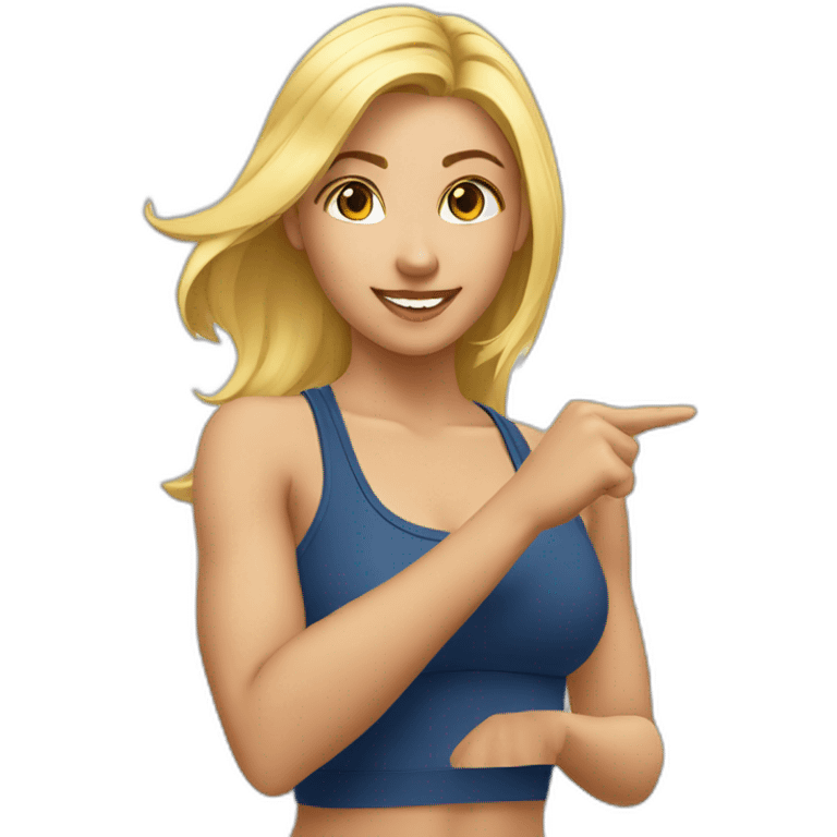 fitness blonde girl pointing on me emoji