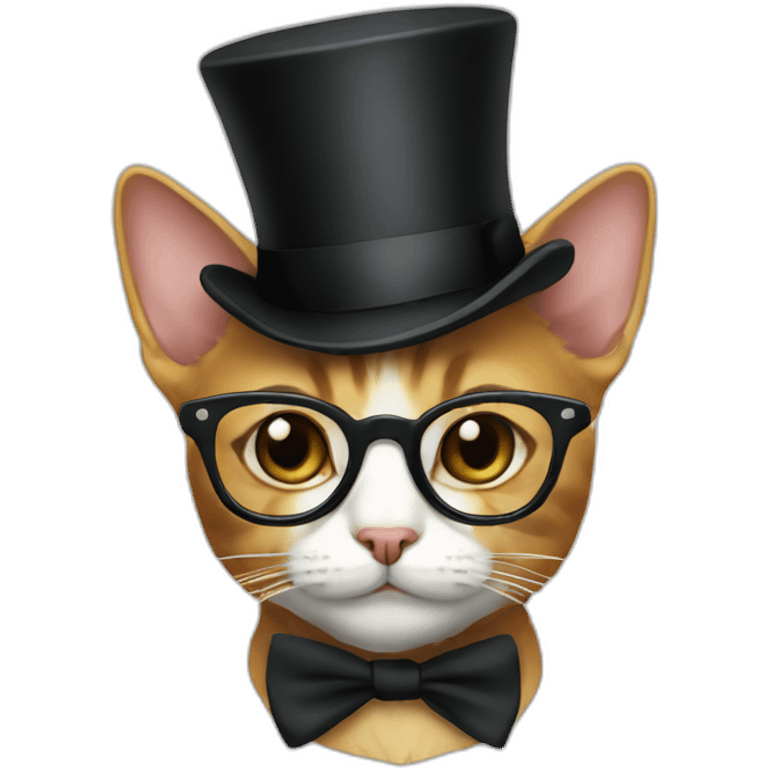 Cat with glasses and top hat emoji