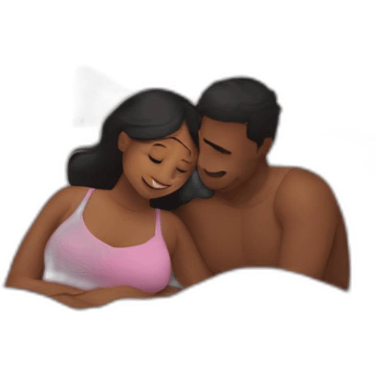 Woman and man cuddling in bed emoji