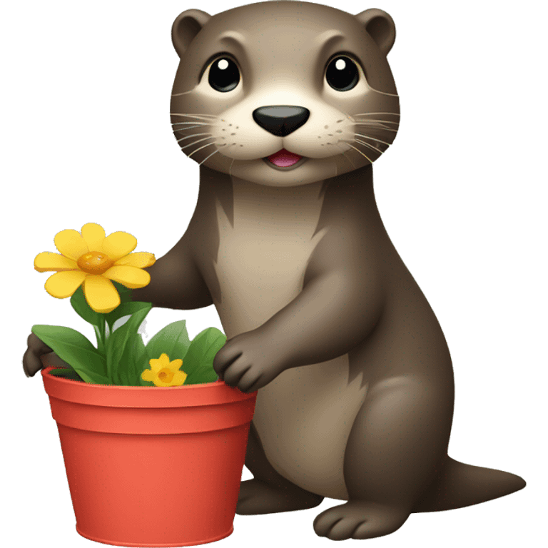 can you make an otter holding a flower bucket emoji