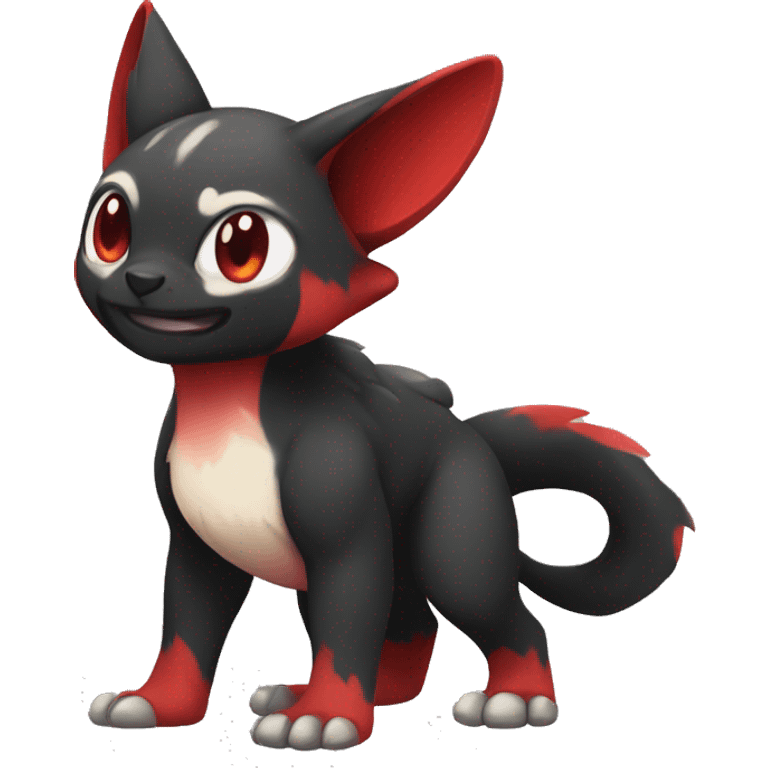 Cute cool black red animal hybrid Fakemon full body emoji