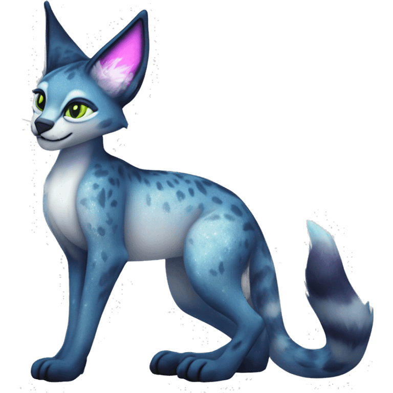 Cute Kawaii Epic Ethereal Sparkly Colorful Sergal-Serval-Caracal-Vernid full body emoji