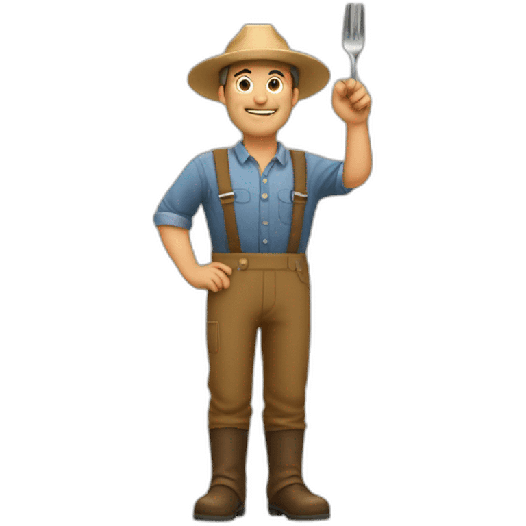 farmer man saluting with fork emoji