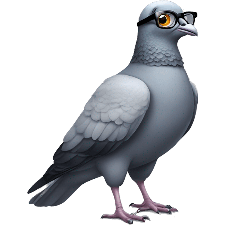 Full body Pigeon wearing glasses emoji