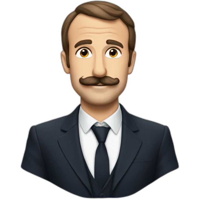 Macron qui met son doigt comme une moustache emoji