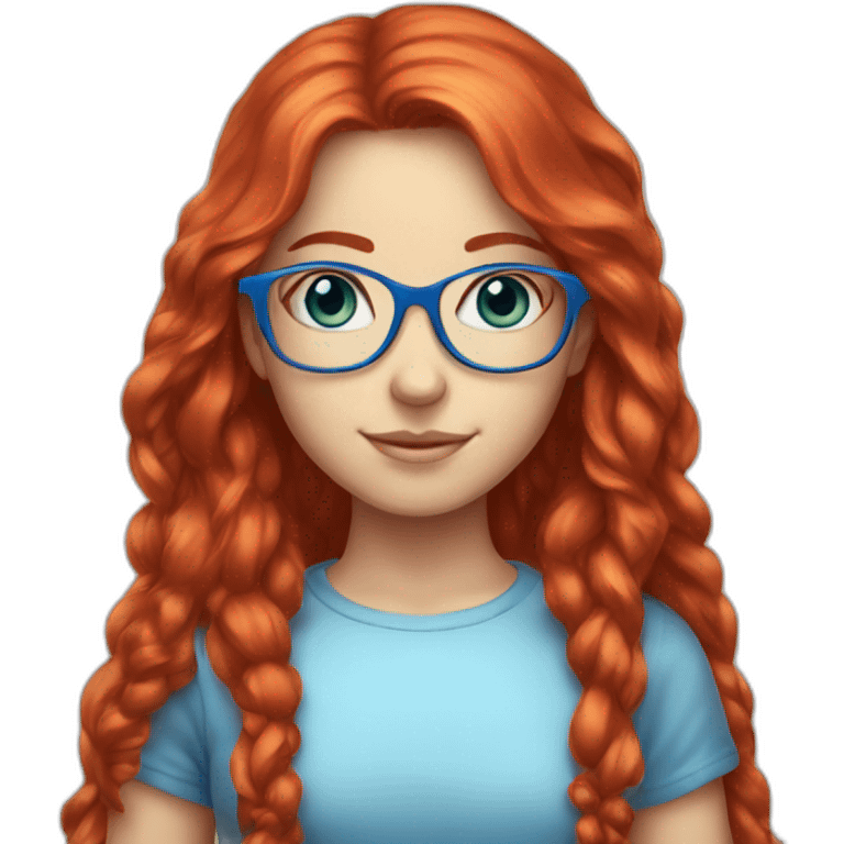 Red head girl with blue eyes glasses long hair fairy core emoji