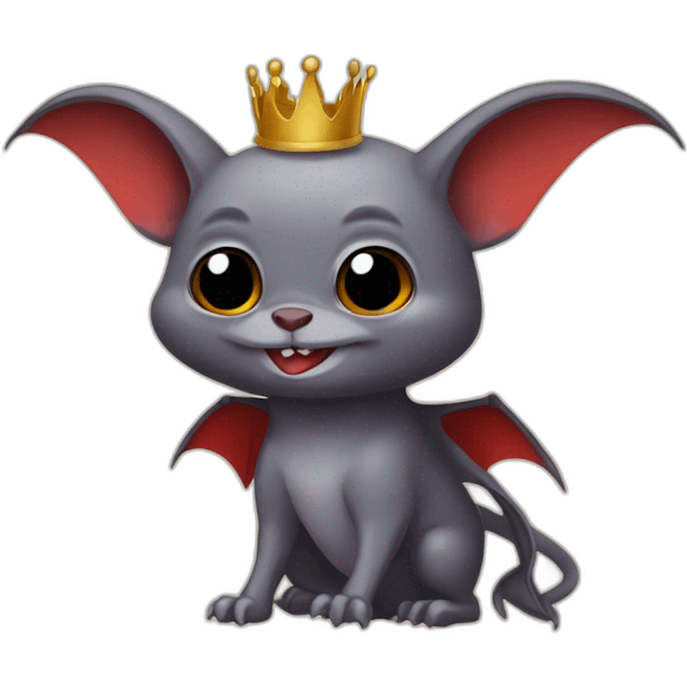 vampire bat with wings wearing crown emoji