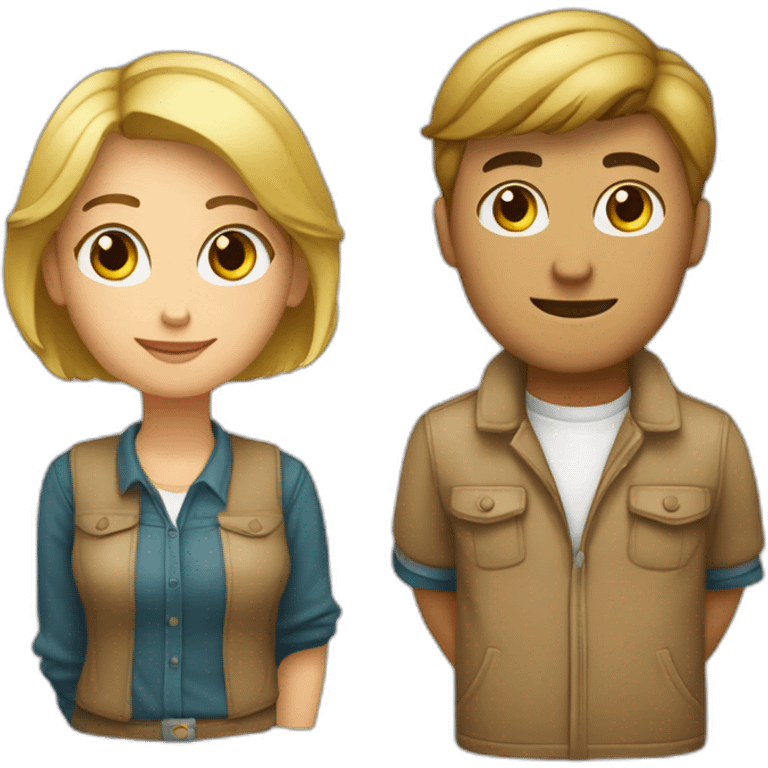 Pareja chica rubia y hombre castaño emoji