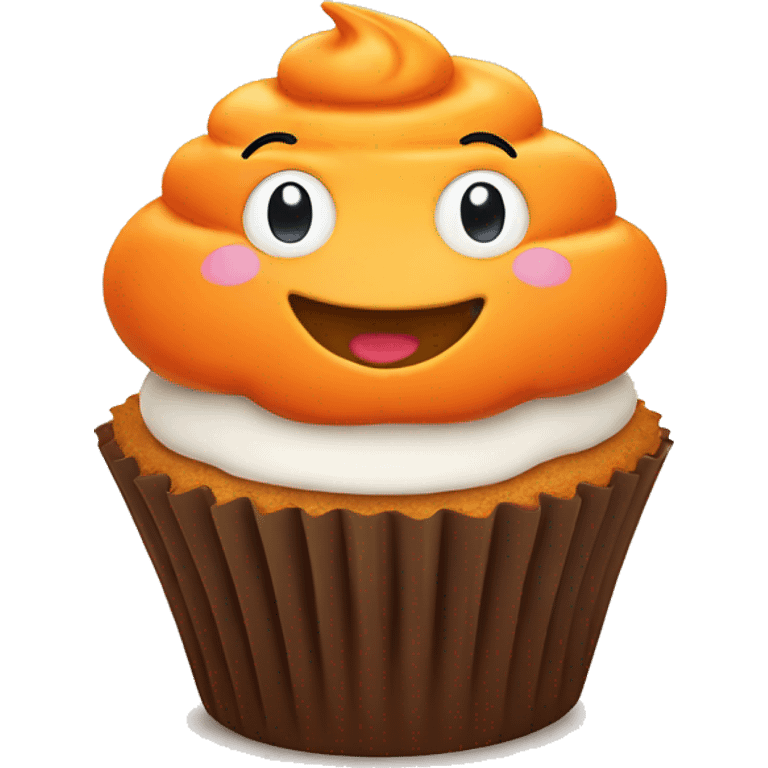 Orange cupcake with a happy face  emoji