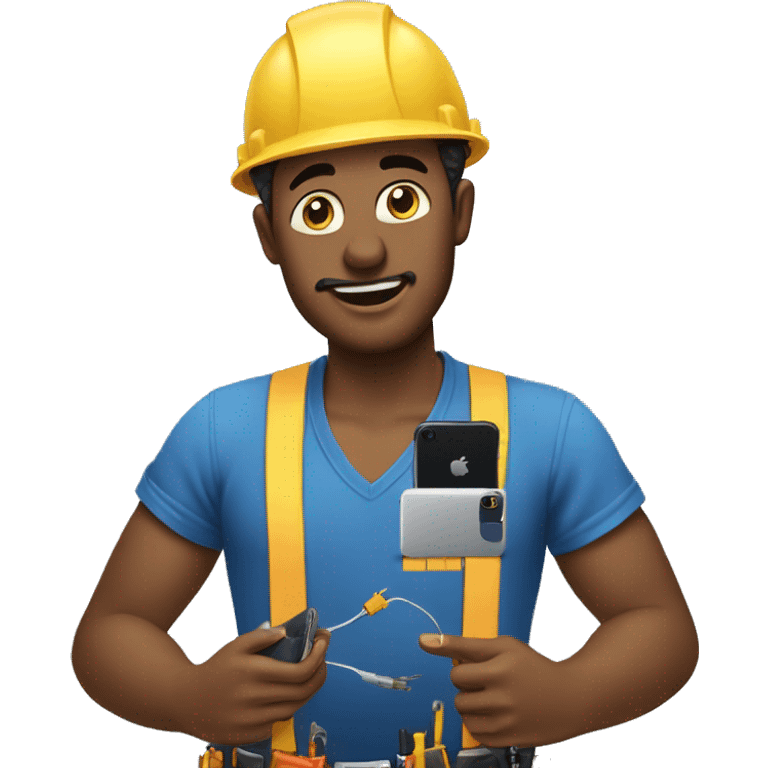 the guy engineer in blue shirt repairing iPhones emoji