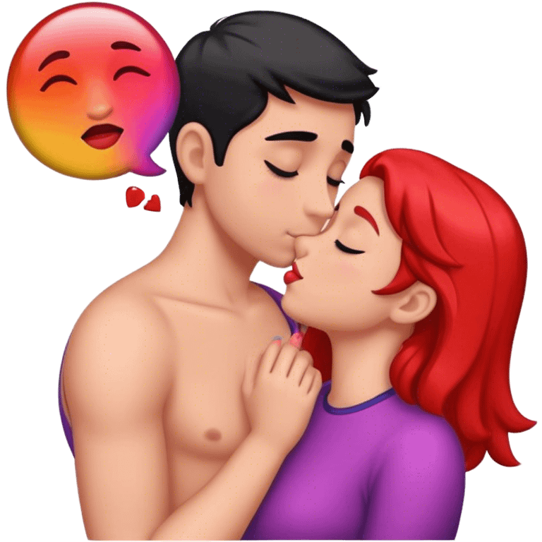 Gay man kissing a girl emoji