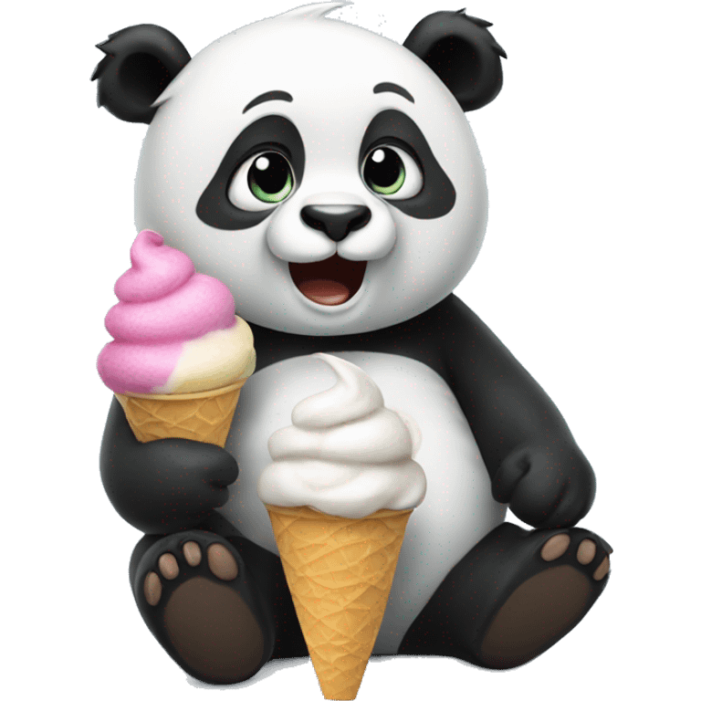 Panda eating ice cream emoji