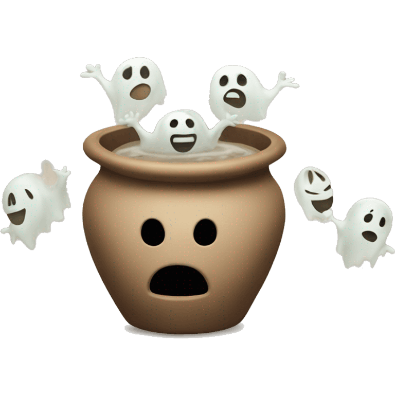 seven ghosts circulating a earthen pot emoji