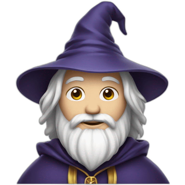 Wizard. Friendly Face. Young look. White emoji