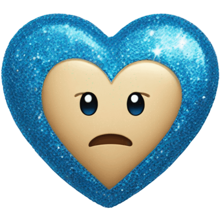 Blue cream glitter heart emoji