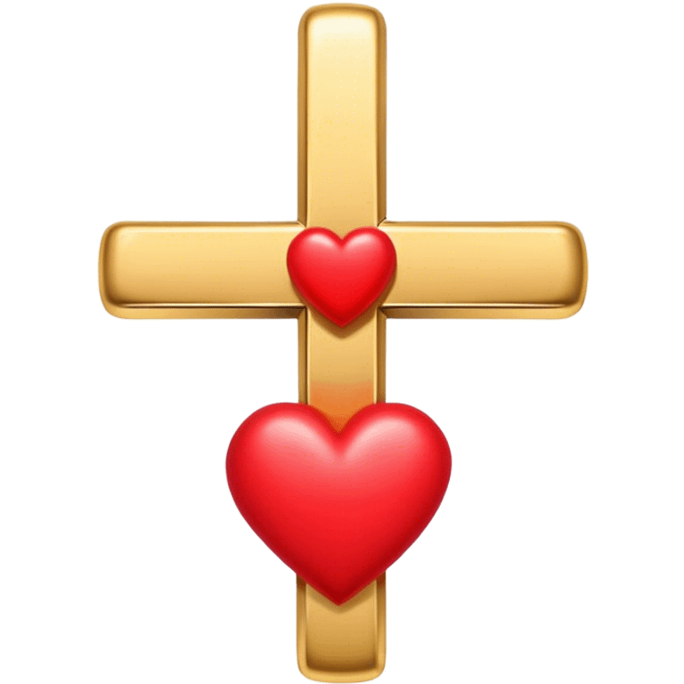 Two red  hearts around  a simple gold cross  emoji