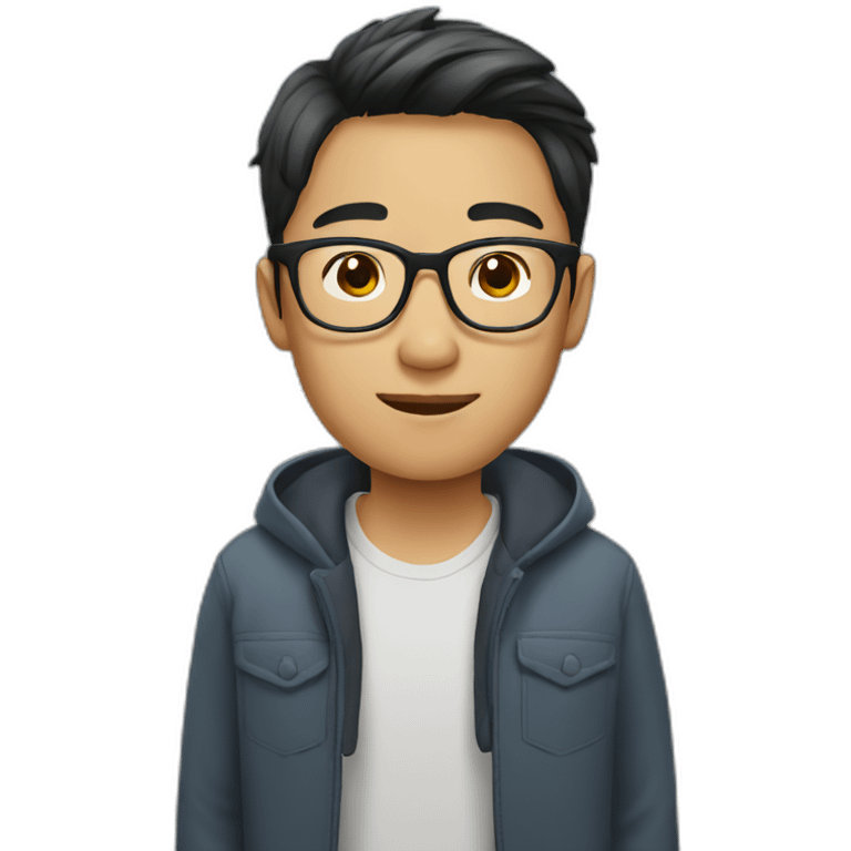 Young Asian man with glasses emoji