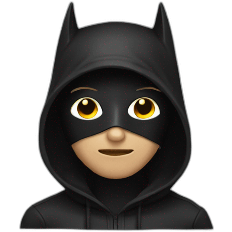 Hacker with black batman hoodie with face mask emoji emoji