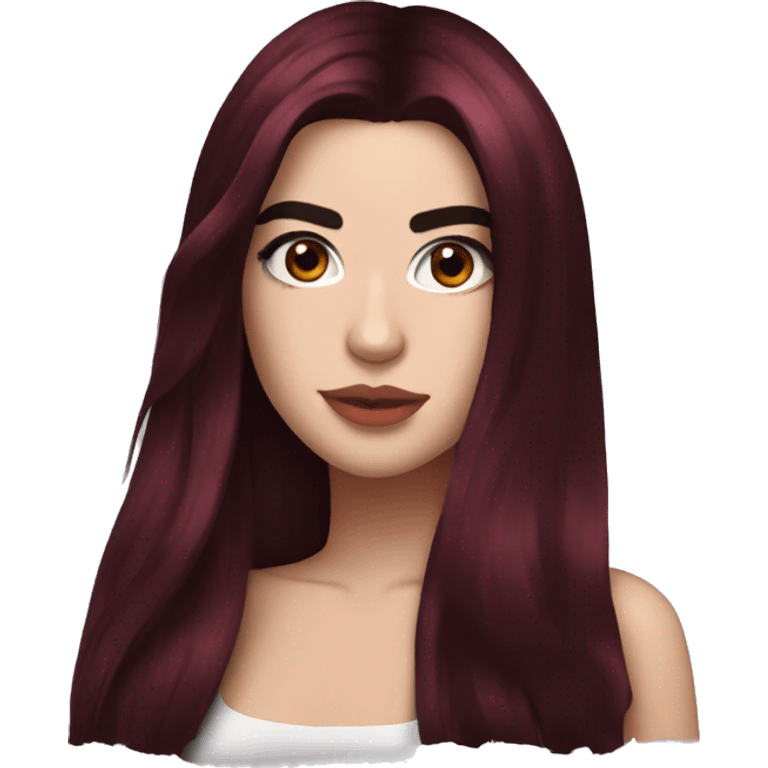 dua lipa with dark red long hair emoji