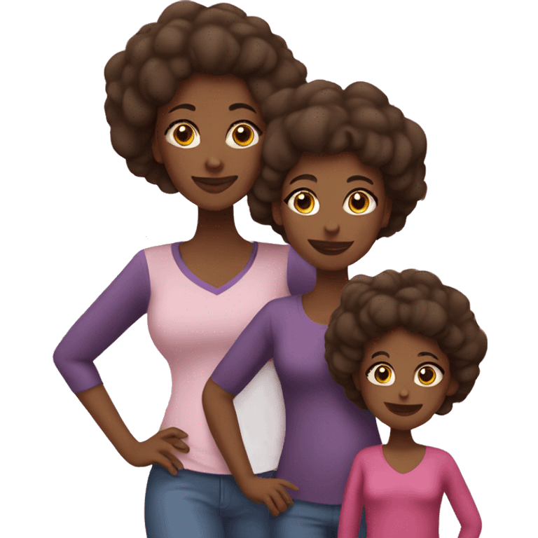 black mom with two daughters  emoji