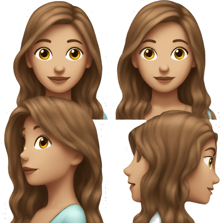 beautiful thin brown-haired woman with long hair emoji