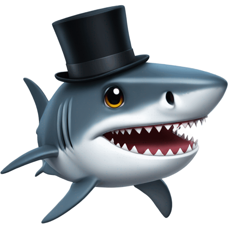 Shark with a top hat emoji