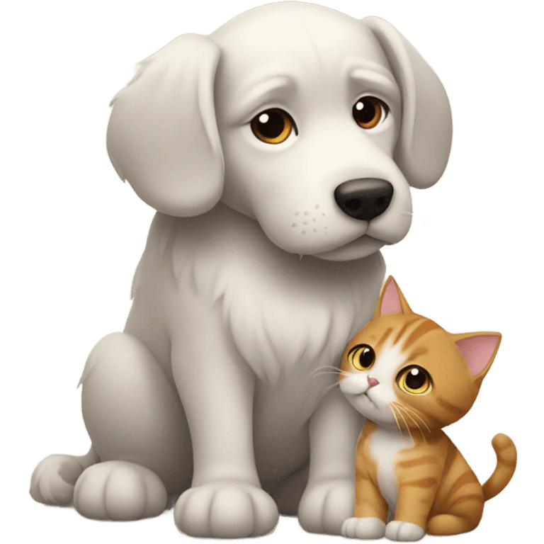 a dog hugs the cat emoji