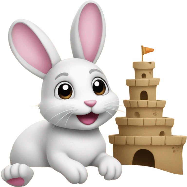 A bunny in a sandcastle emoji