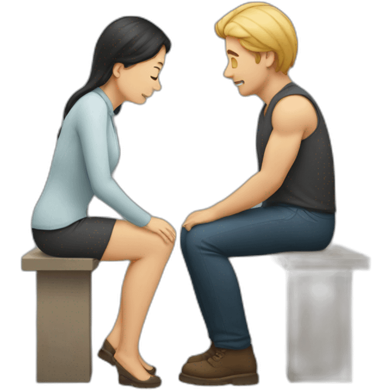 Man on knee facing  woman emoji