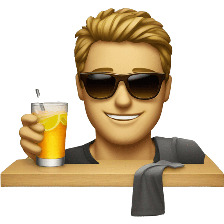 A picture frame with a drink wearing sunglasses  emoji