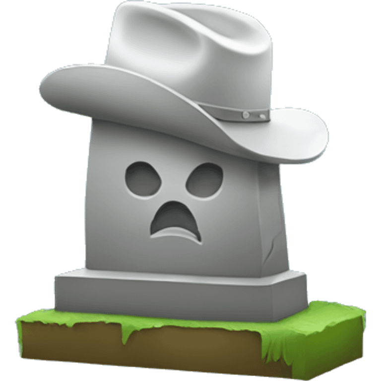 headstone that has the twitter logo on it and is wearing a cowboy hat emoji