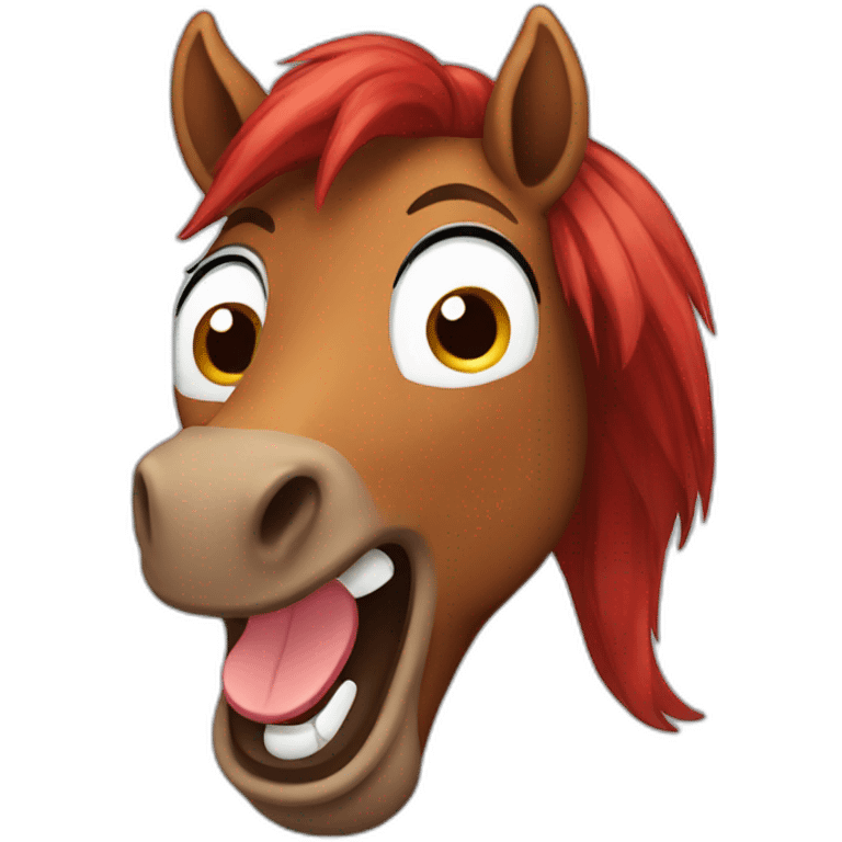 brown horse with red hair laughing emoji