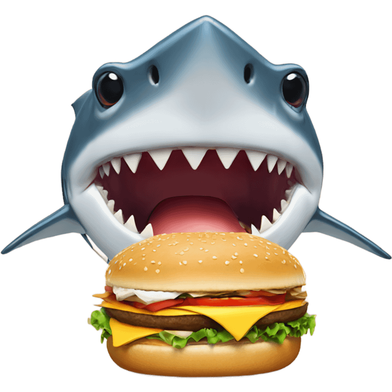 Shark eating a burger emoji