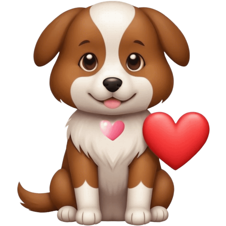 Sitting Dog with heart emoji