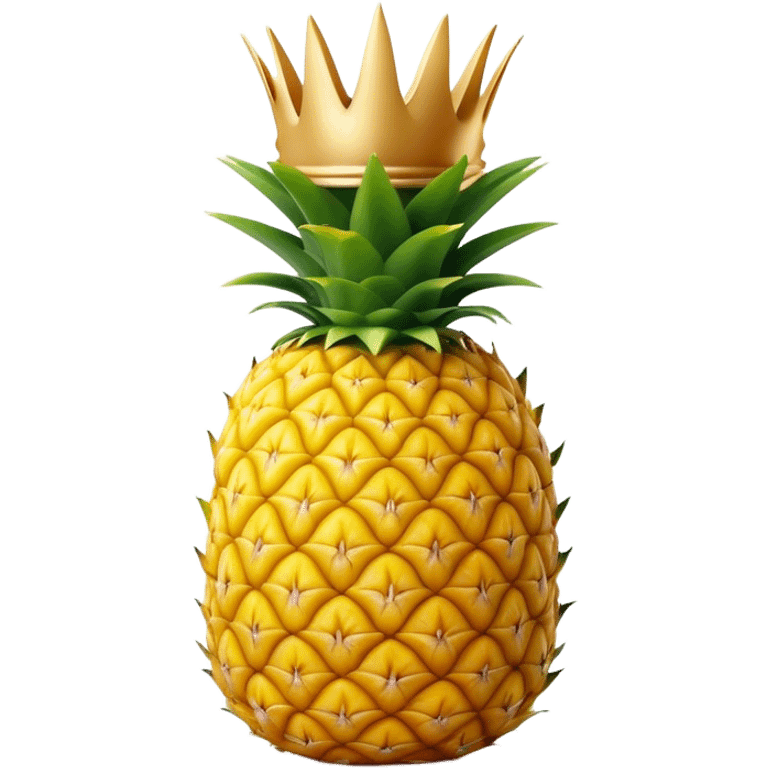 Cinematic Realistic Pineapple Emoji, Tropical and vibrant, with a golden-yellow textured skin and a crown of spiky green leaves on top. The body of the fruit is sharply geometric, its surface rich with natural patterns. Soft glowing outline, capturing the essence of exotic sweetness and tropical flair in a fresh pineapple! emoji