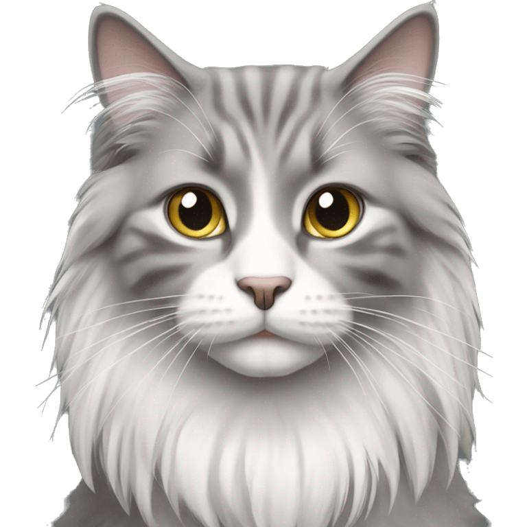 Gray and white long haired cat emoji